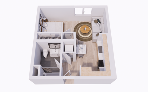 Floor plan for studio, 1 bath, 536 sqft